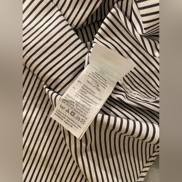 J. Crew Size S Black White Stripe Long Sleeve V Neck Collared Popover Tunic Top - Picture 7 of 10